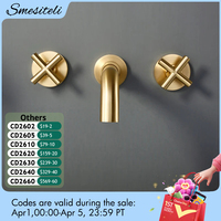 Smesiteli Modern Rose Gold Basin Faucet Double Handle Brass Surface Bathroom Pool Faucet Hot Water Bathroom Accessories