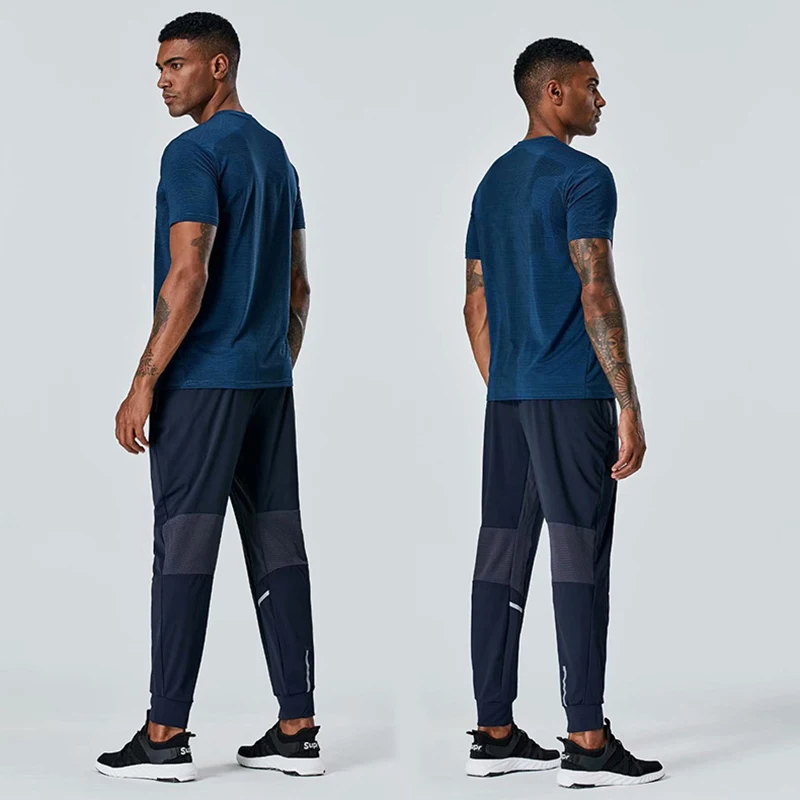 (M-3XL) بنطال رياضي رجالي للركض سريع الجفاف وجيد التهوية سروال مدبب مع أصفاد فضفاض مناسب من النايلون رياضي للجري #4