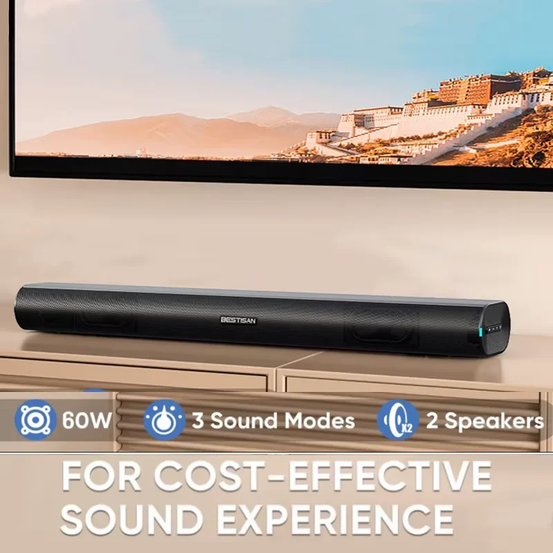 60W Sound Bars for TV Audio with Bluetooth/AUX/HDMI ARC Connection Sound Bar Speaker with Remote Control for PC/Gaming/Projector - view 3