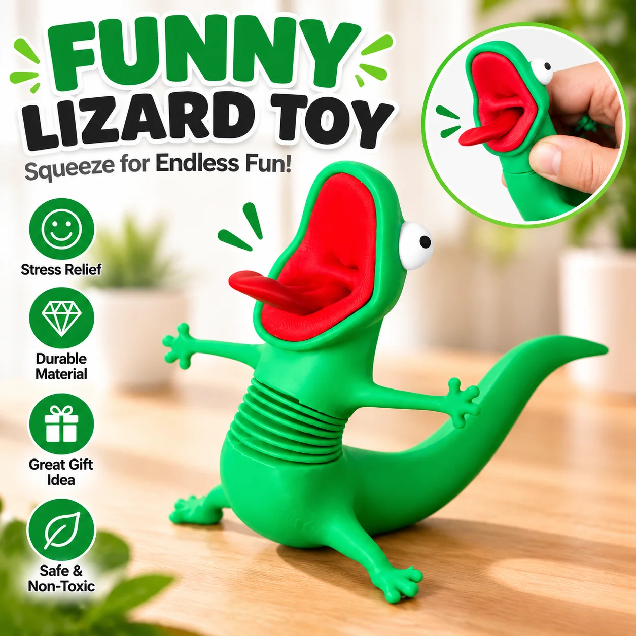 2026 Latest Office Study Desk Lizard Meme - Fun Spring-Loaded Lizard Stress Relief Ornament (Wobble Function)
