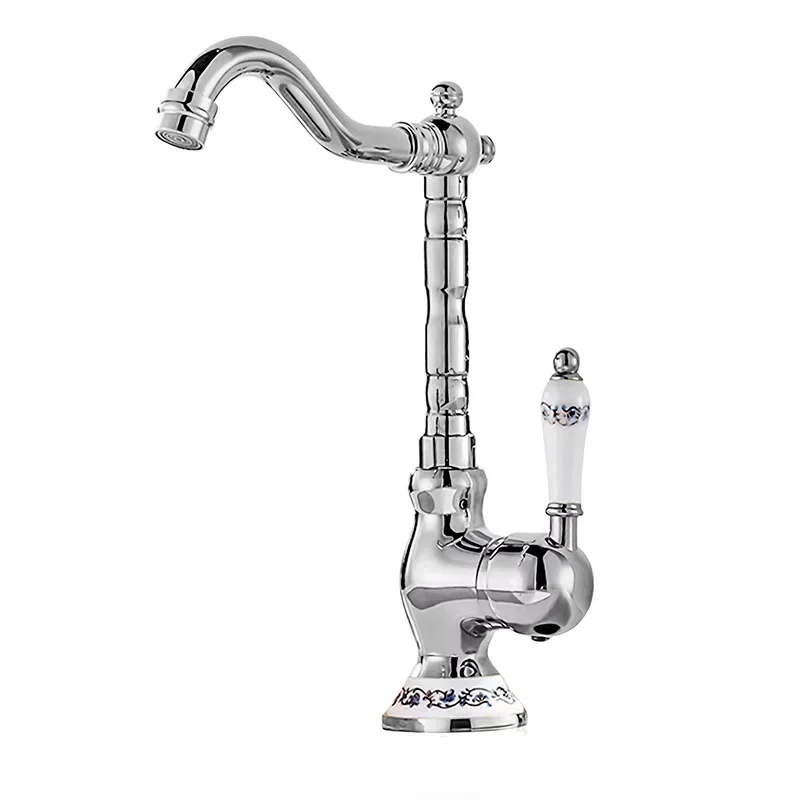 Bathroom Faucets Antique Bronze Faucet for Kitchen Cold and Hot Water Basin Mixer Tap with Ceramic Single Handle Sink Tap Crane