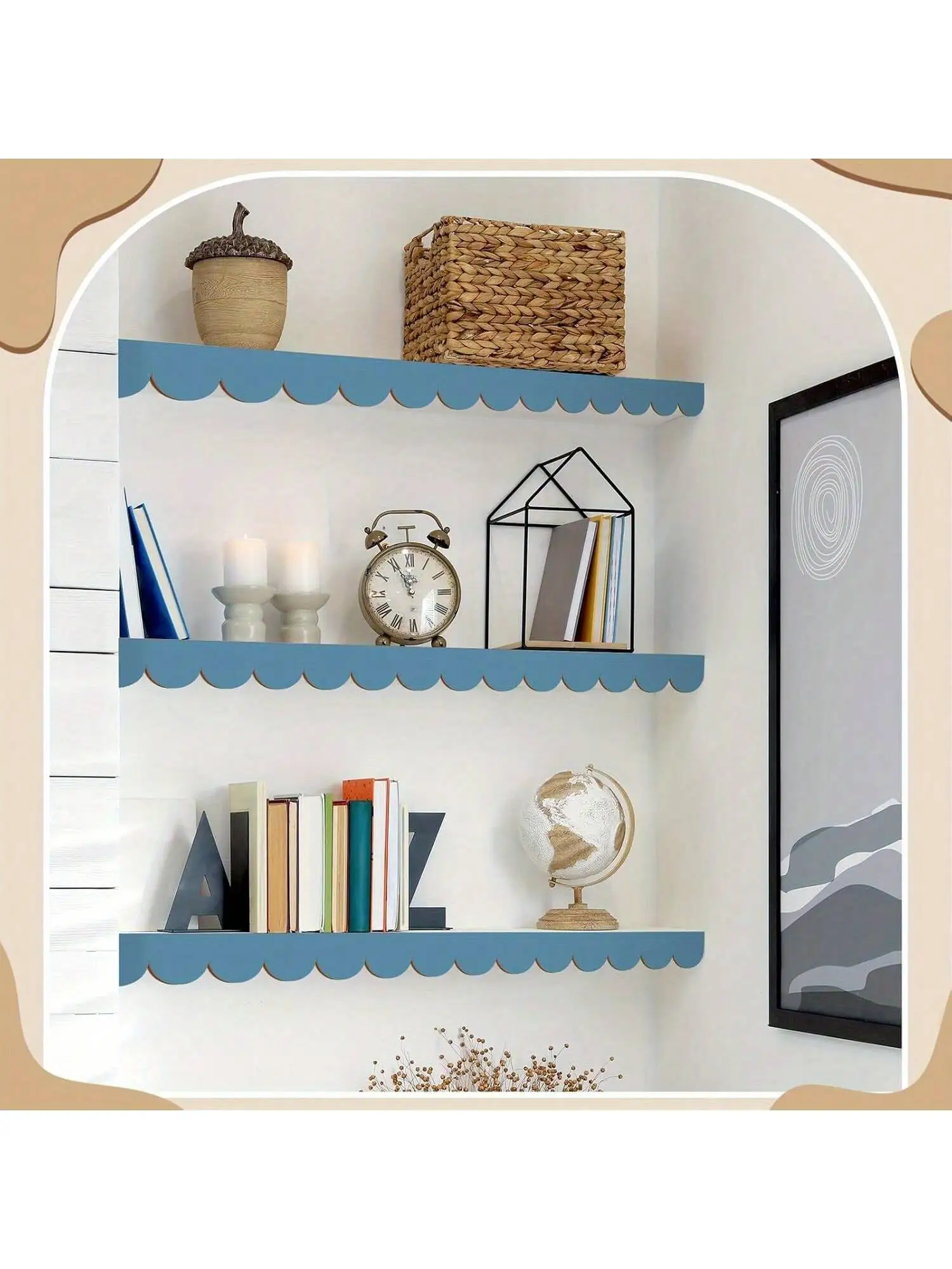 6 Stück gewellte Holzleisten – Elegante Zierleisten für Wände, Schränke, Regale und Türen – DIY-Heimwerkerbedarf mit stilvollem S-Design – Detail 2