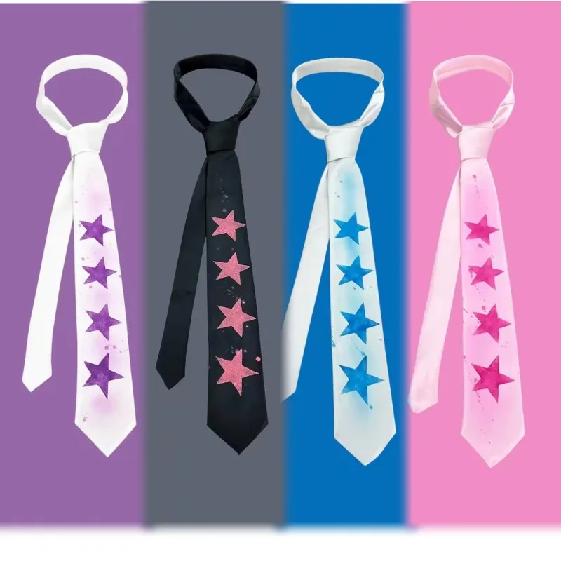 2026 Sweet New Y2K Star Gradient Tie for Women Sweet Decorative Neck Scarf Grunge Punk Cute Girls Ribbon Necktie Accessories