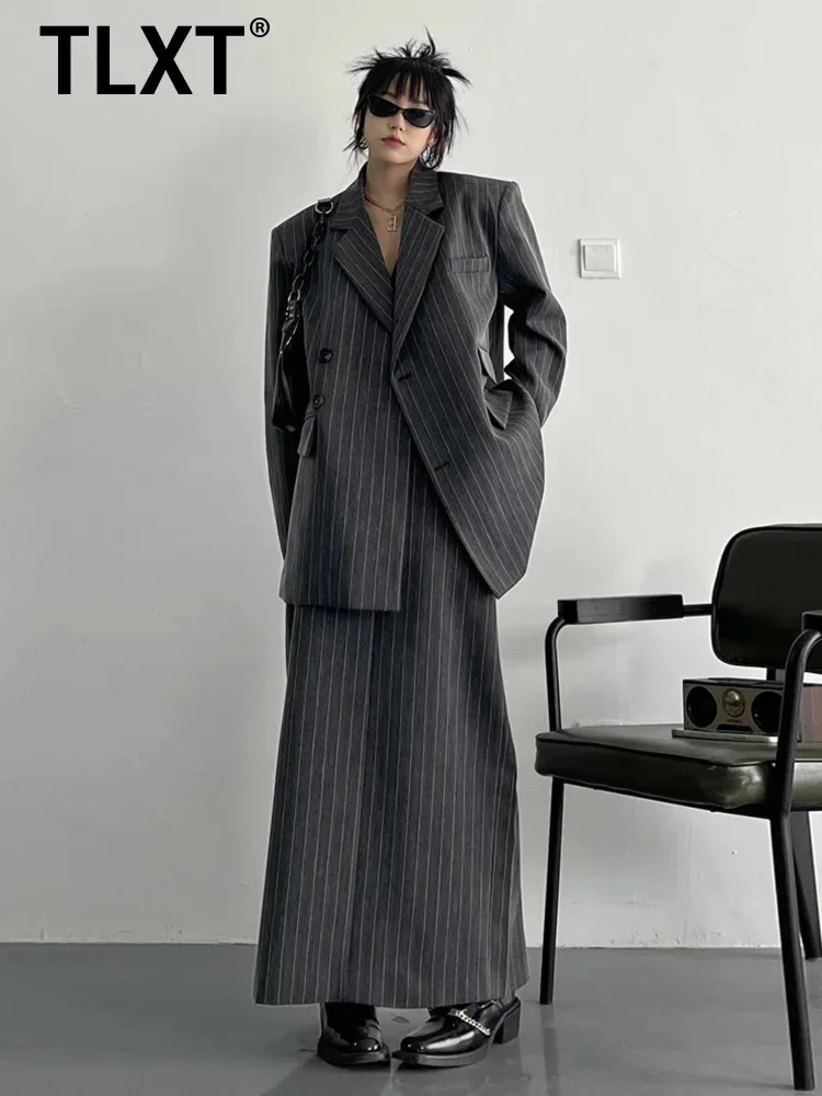 

TLXT женские свободные универсальные модные полосатые пиджаки пальто 2023 весна осень новый тренд элитная женская одежда XK1041