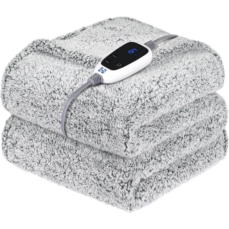 

Electric Blanket Heated Throw Double Sherpa Super Cozy with 6 Fast Heating Levels & 2-10 Hours Auto-Off, Over-Heat Protection