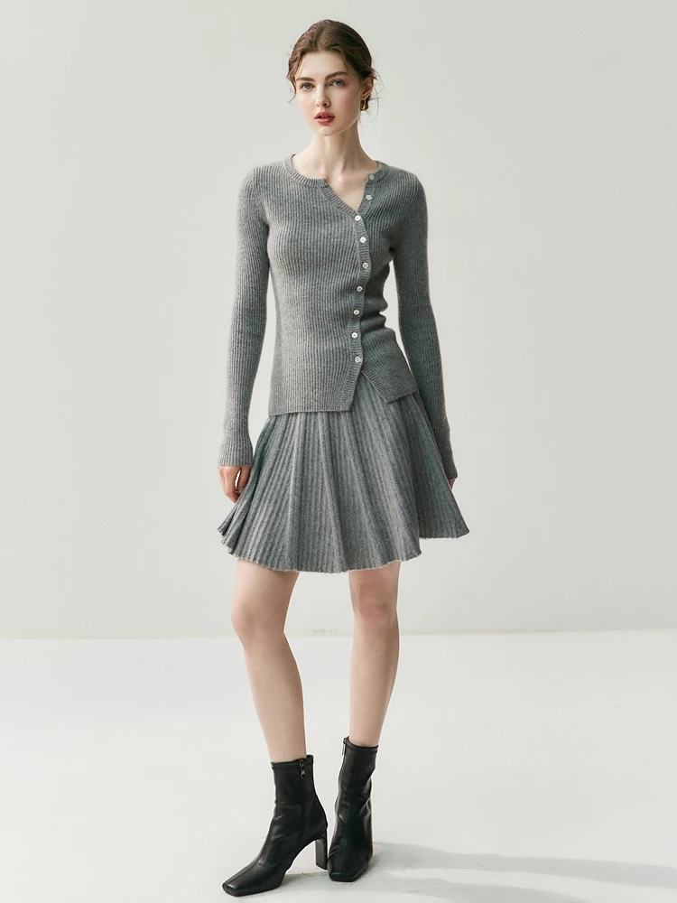 TLOML Jesienno-Zimowy Damski Dopasowany Kardigan Sweter ze 100% Kaszmiru Podstawowy Prosty Styl Nowa Moda Dekolt w Serek Asymetryczne Rozcięcie