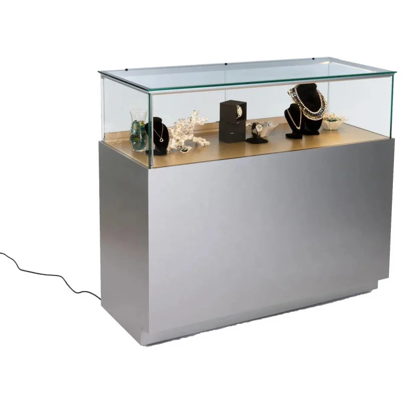 custom.Top Quality Simple Fashion Modern Jewelry Silver Glass Jewelry Display Cabinet