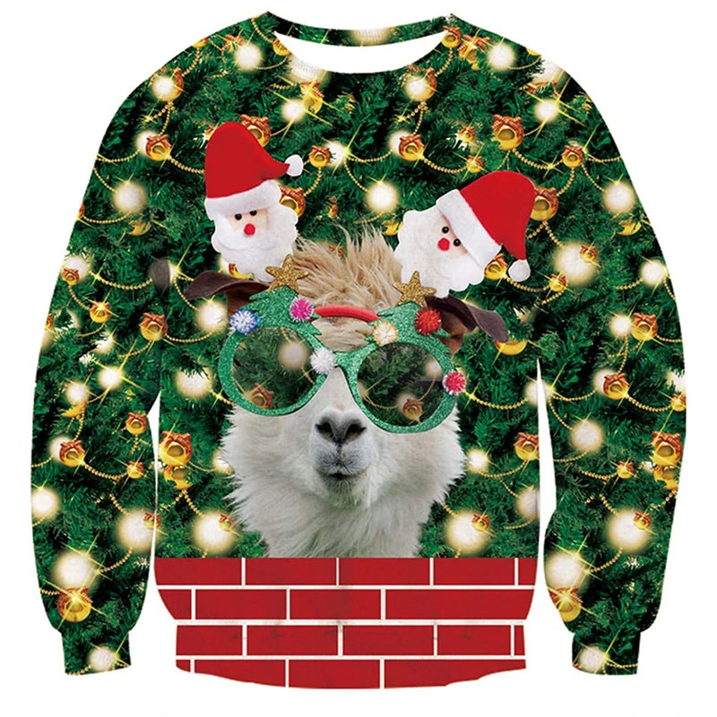 Funny Animal Goat Graphic Ugly Christmas Sweater Fashion Pet Cat Dog Sweatshirts For Women Clothes Xmas Boy Gift Pullovers Tops