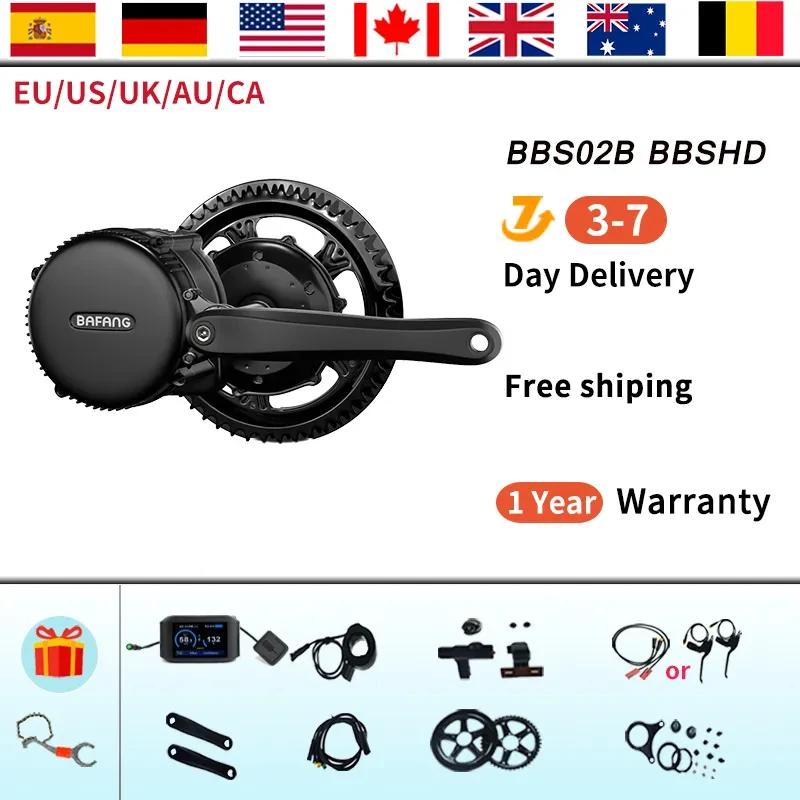 

Bafang BBSHD BBS02B BBS01B BBS02 BBS01 1000W 750W 500W 350W 250W Mid Drive Motor 52V 48V 36V Ebike Conversion Kit 8FUN Engine