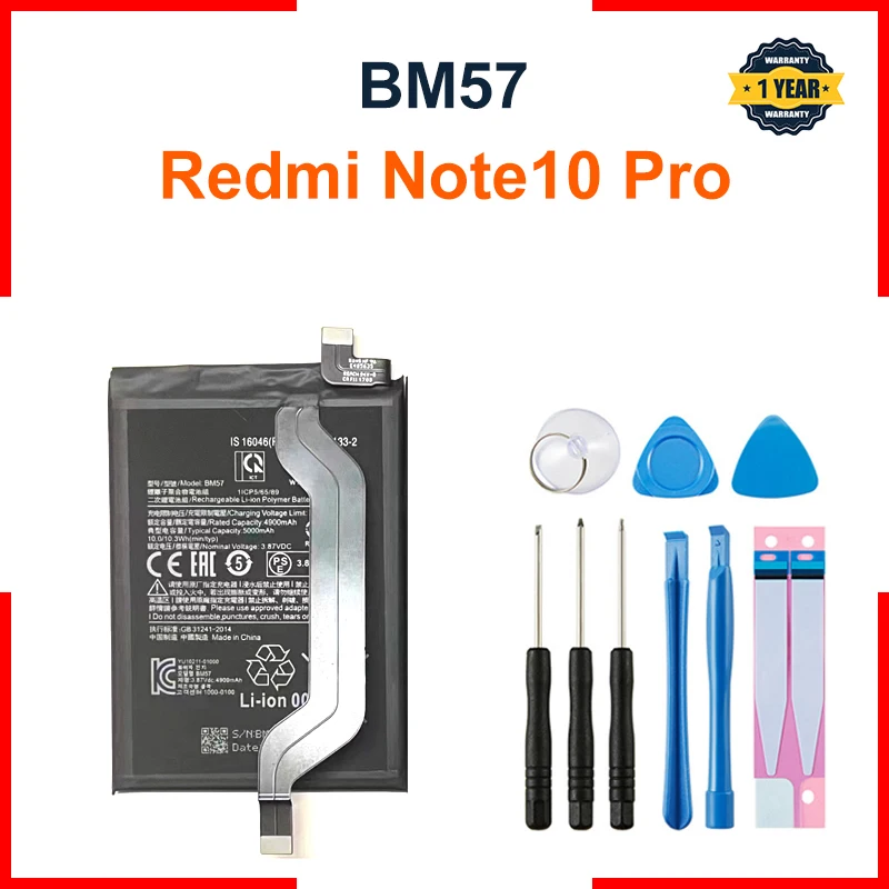 100% High capacity Xiao mi High Quality 5000mAh BM57 For Xiaomi Mi Redmi Note10 Pro Mobile Phone Batteries Battery + Free Tools