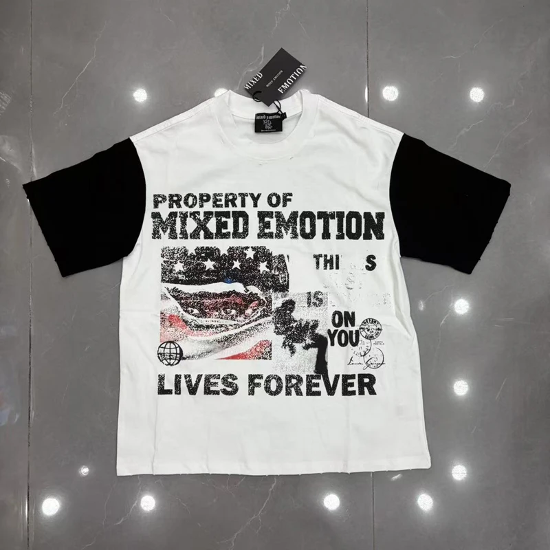 Street Hip-hop Trend EMOTION T-shirt New High Quality Casual Loose Letter Print Short-sleeveTops Unisex