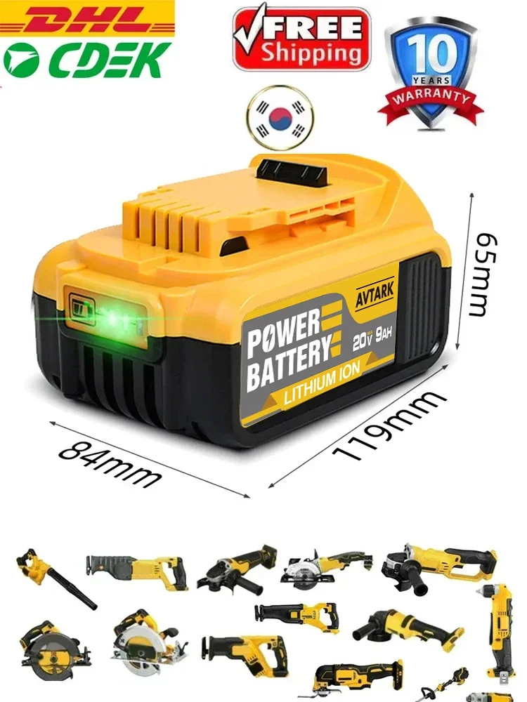 Batteries au lithium rechargeables pour outils électriques Dewalt, 12000mAh, 20V, 18V, DCB200