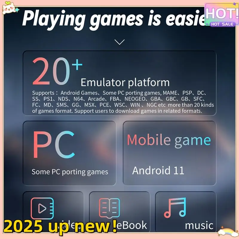 

Delicate Texture-RG ARC-D Retro Video Game Console 4Inch IPS Linux&Android 11 OS 6 Button Design Game Players Support Wired Hand