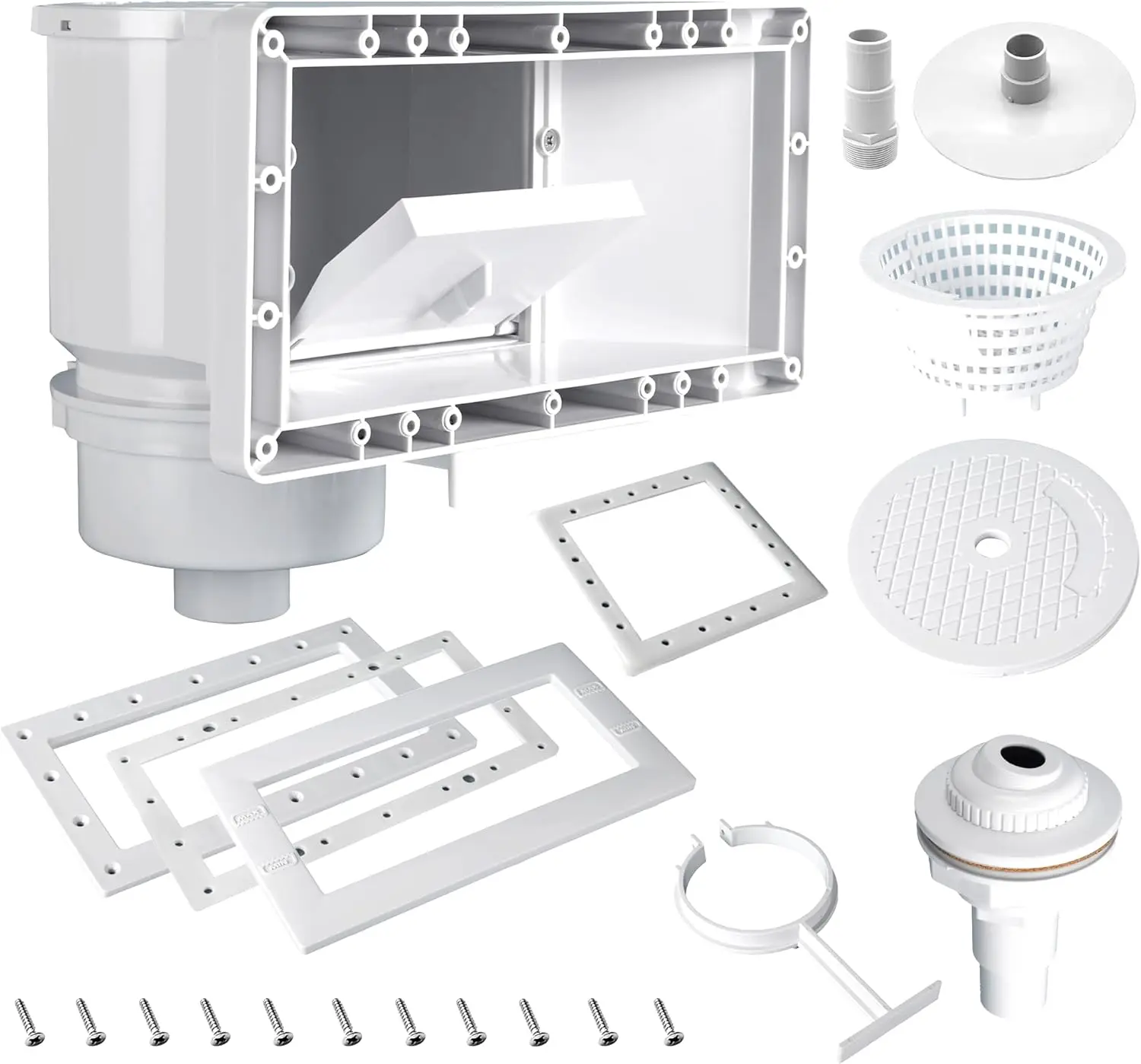 

Thru-Wall Skimmer Kit Wide Mouth Above Ground Pool Replacement Set 14x7.75in