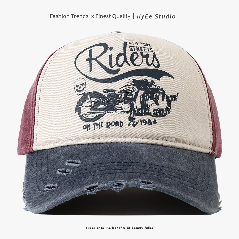 جديد غسلها قيعة بيسبول صغيرة للنساء الرجال قابل للتعديل قبعات ترد لمكانها دراجة نارية طباعة الهيب هوب أبي قبعة الرجال قبعة الصيف #3