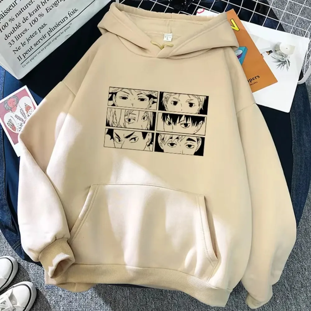 90er Jahre Japanischer Anime Haikyuu Hoodie für Damen, lustiges Karasuno Fly High Grafik-Streetwear, lässiger HipHop-Sweatshirt, Harajuku, Unisex – Detail 5