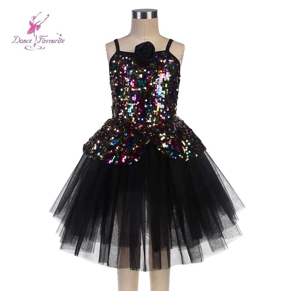 

25126 Black Sequin Spandex Top BodicKid Ballet Tutu Small Dance Costumes Stagr Performance Ballet Tutu