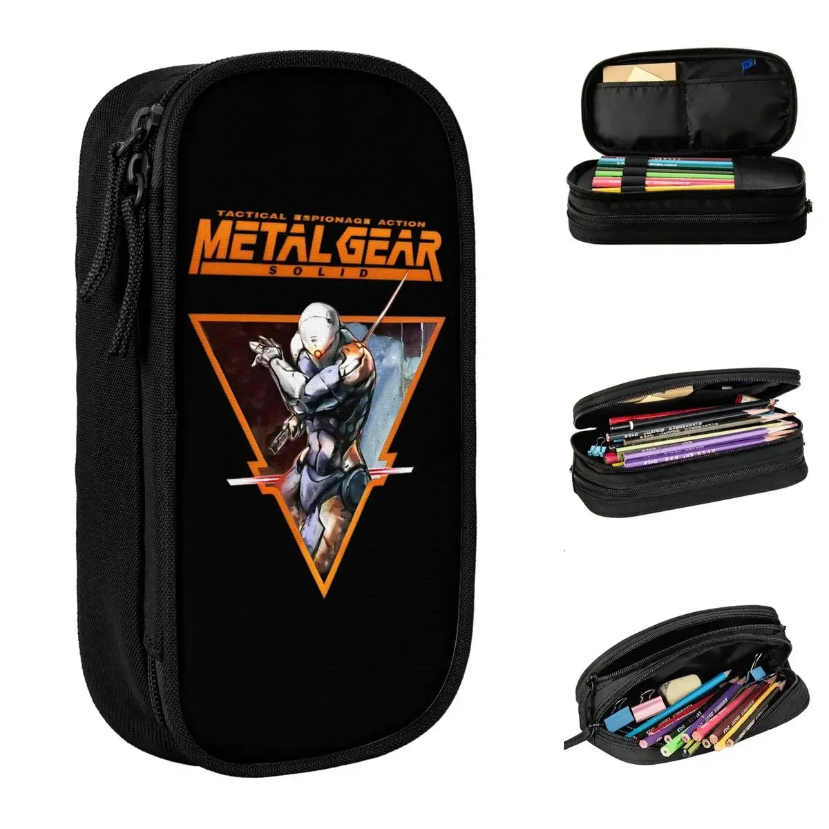 Mgs game gear sólido lápis caso gaming caneta titular saco meninas meninos grande armazenamento material escolar zíper pencilcases