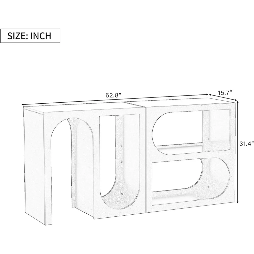 Modern Entryway Console Table with Open Storage Shelves, Free-Combination Entrance Hallway Foyer Behind Sofa Couch Table