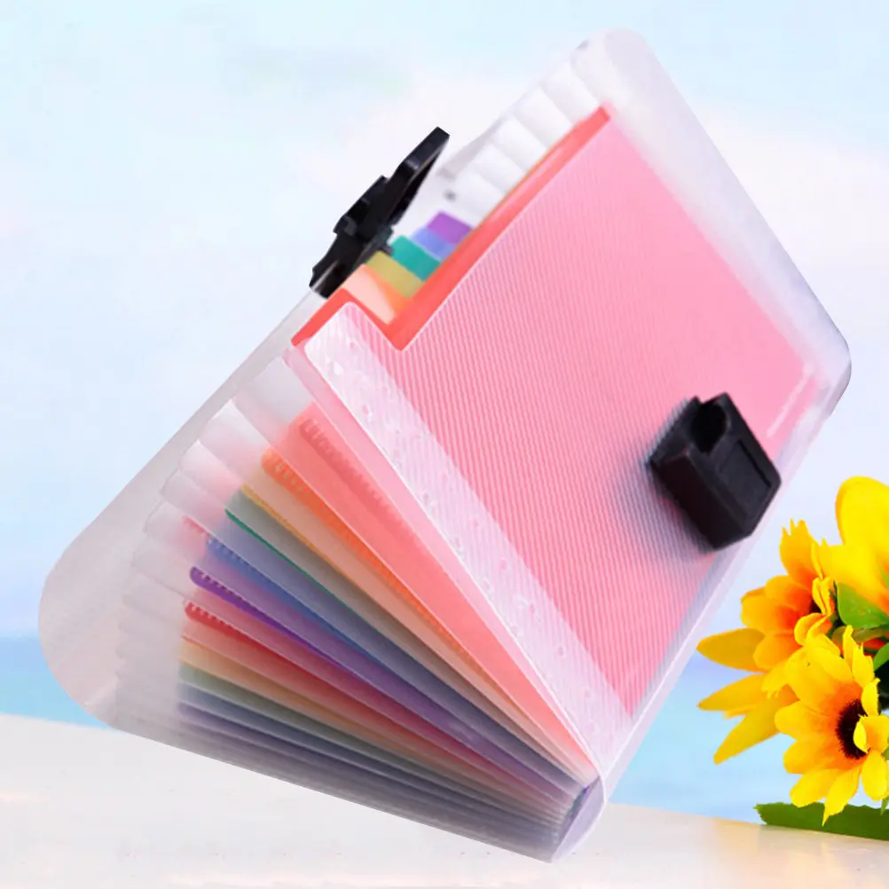 

2Pcs Waterproof Plastic A6 Document Organizer Bag with 13 Expandable Pockets Large Capacity Wind Bell File Folder for School