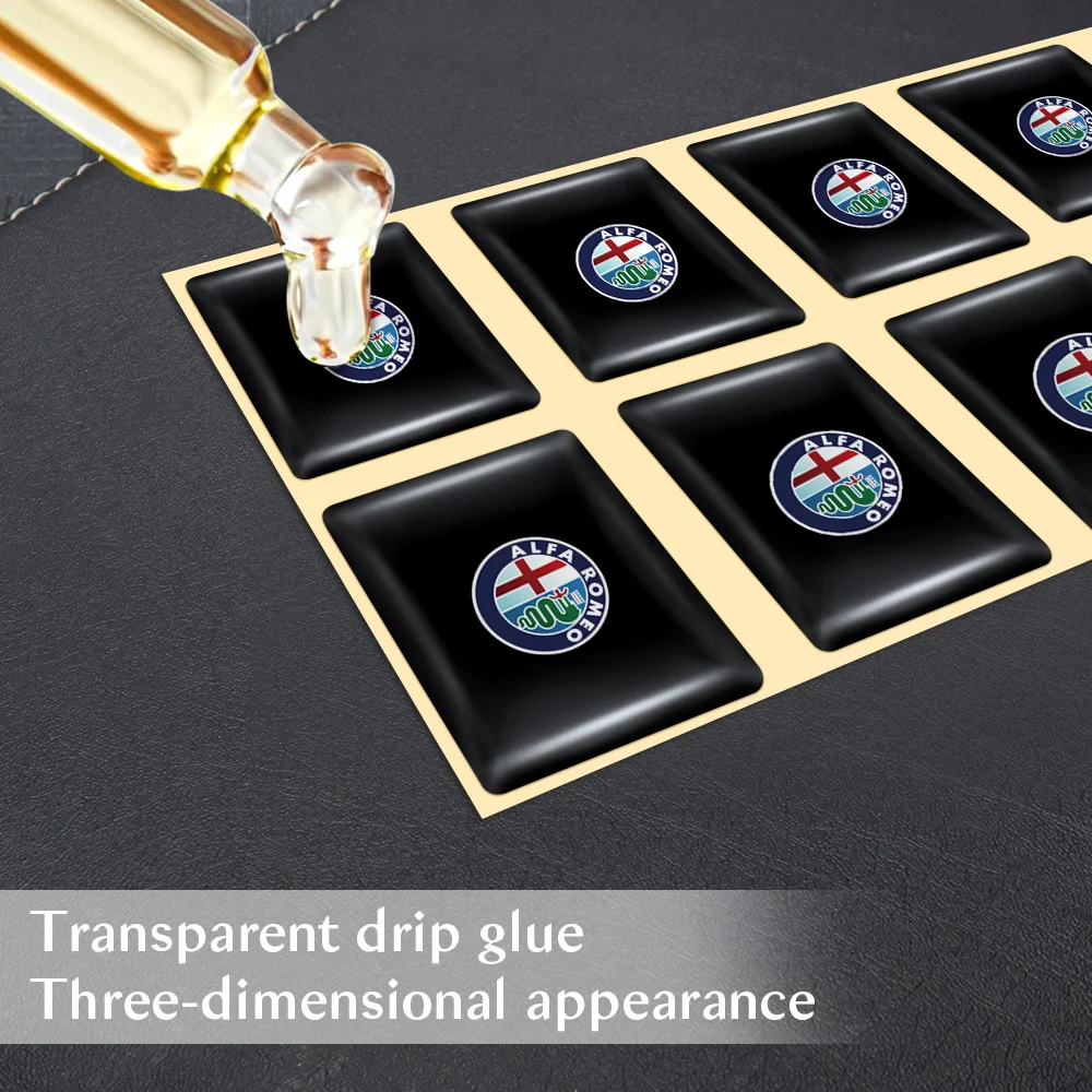 10pcs 3D Epoxy Car Stickers Body Auto Emblem Interior Dekoration For Alfa Romeo Mito Giulietta Myth 159 Sportiva Giulia 147 156