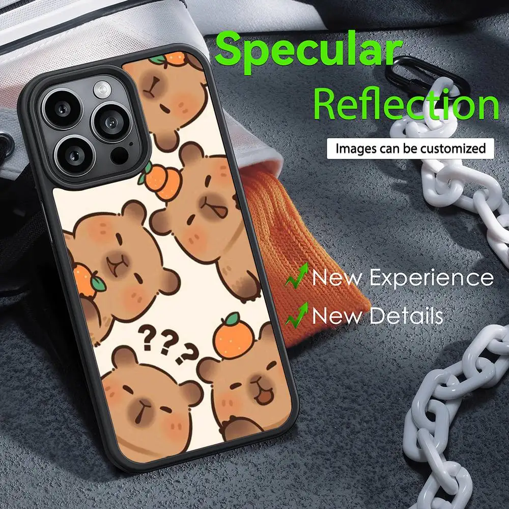 Moda bonito capivara caso de telefone para iphone 16 15 14 13 12 11 pro xs max mini plus celulares duro funda