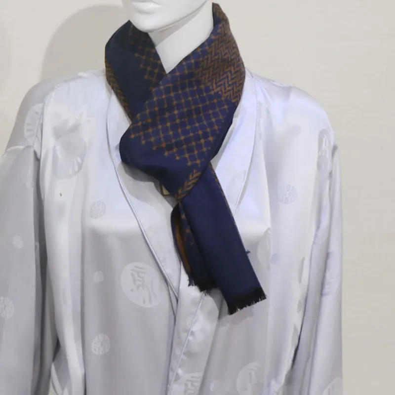 Winter Men's Silk Brushed Scarf, Versatile Soft Velvet, Mulberry Silk Scarf for Elders to Keep Men Warm