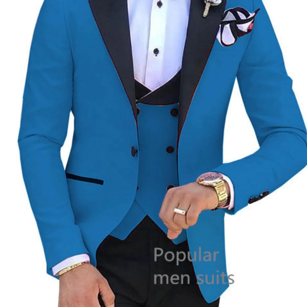 

Novo 3-Piece Men's Formal Terno Business Suit with Notched Lapel Slim Fit Smoking Jacket Blazer for Wedding Party