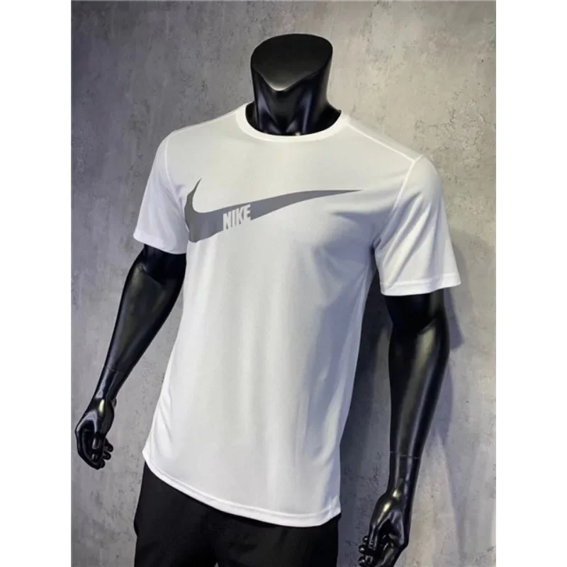 

Nike Pure White, весна-лето, большие удобные повседневные модные футболки с короткими рукавами для мужчин и женщин, спортивные рубашки для спортзала M-5XL