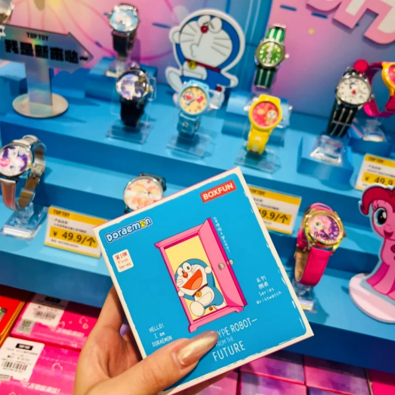 

Часы Doraemon с глухой коробкой, оригинальные Boxfun, мультяшные анимированные игрушечные часы, украшение для девочек, модный коллекционный подарок на день рождения, Рождество