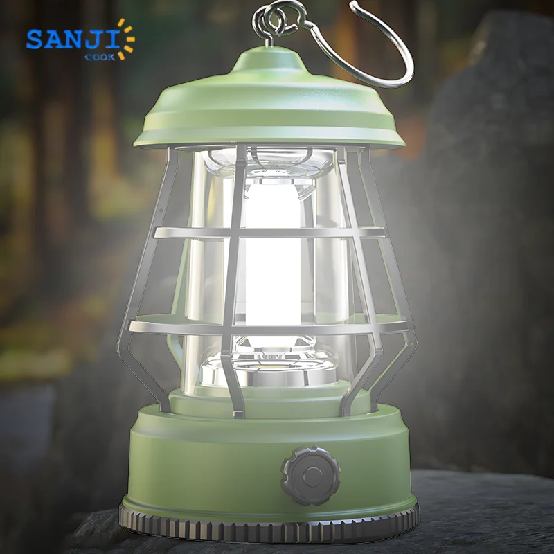 COB Retro Portable MultiFunction Camping Light Solar Rechargeable Detachable Hook Camp Light Suitable for Outdoor Adventure Camp