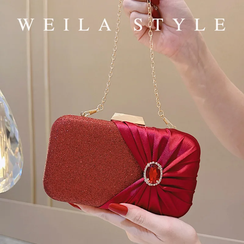 Folded Dinner Bag Metal Buckle Jewel Decoration Wedding Party Party Bag Fashion Versatile Popular