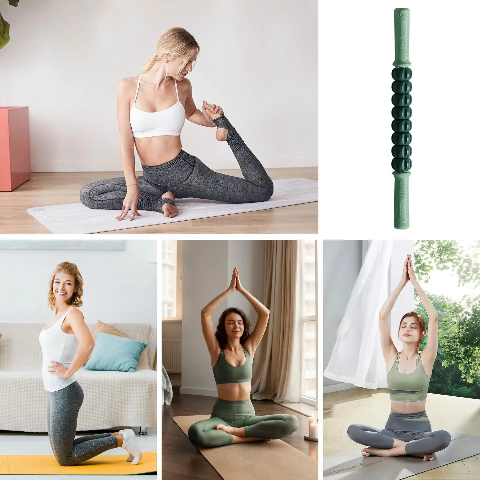 Multi-Functional Full Body Massage Yoga Stick Mace Leg Muscle Relaxer Yoga Roller Slim Calf Roller Indoor Bedroom Sports Soccer