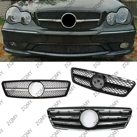 Car Upper Front Bumper Grille Grill For Mercedes Benz C-Class W203 2001-2007 C200 C240 C320