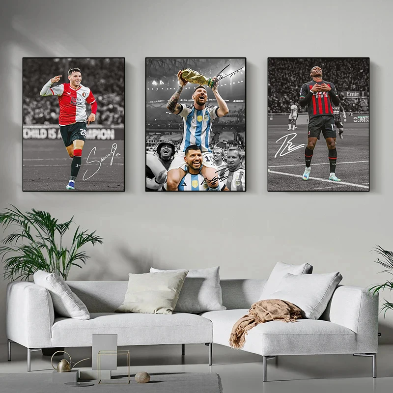 World Famous Football Star Player Soccer Sport Highlights Print Canvas Painting Wall Art Pictures Living Room Stadium Home Decor