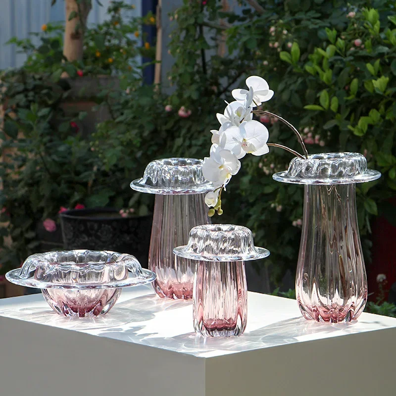 Simple modern crimping mouth glazed vase artistic sense home set flower pot fruit plate coffee table ornament