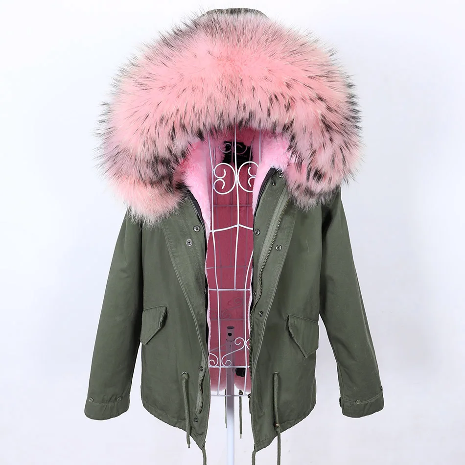 Maomaokong-Parka en Fourrure de Raton Laveur Naturelle pour Femme, Veste avec Col à Capuche, Manteau Chaud avec Torche, 2024 Fourrure, Hiver