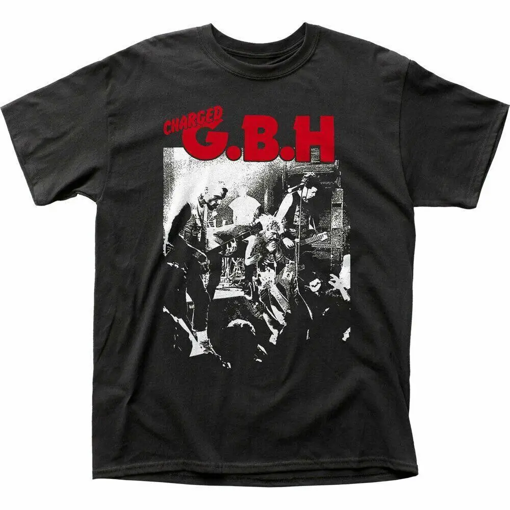 Charged GBH Live Photo T Shirt Mens Rock N Roll Music Band Tee Black High Quality 100%Cotton Short Sleeve