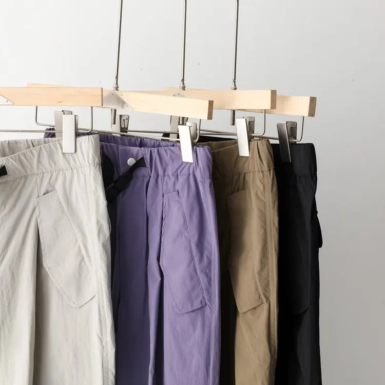 New Spring Autumn Men's Work Trousers High Waist Zipper Design Casual Loose Straight Leg Pants Couple Sle Nylon Fabric