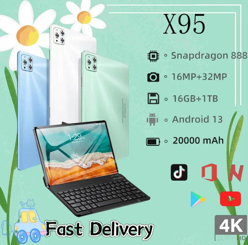 

2024 New Tablet X95 11-inch 16GB RAM 1TB ROM Bluetooth 5.0 5G/4G Android 13 Mobile Dual Wifi GPS Dual SIM Travel Portable Laptop