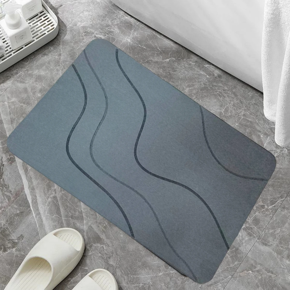 Stone Bath Mat, Diatomaceous Earth Shower Mat, Non-Slip Super Absorbent Quick Drying Bathroom Floor Mat