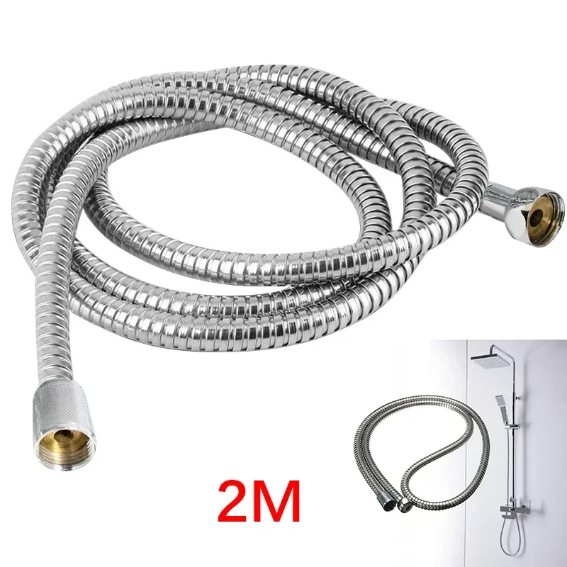 2m Stainless Steel Shower Hose Flexible Tube Kit For Handheld Showerhead Extension Plumbing Pipe Showerhead Tube Bathroom Access