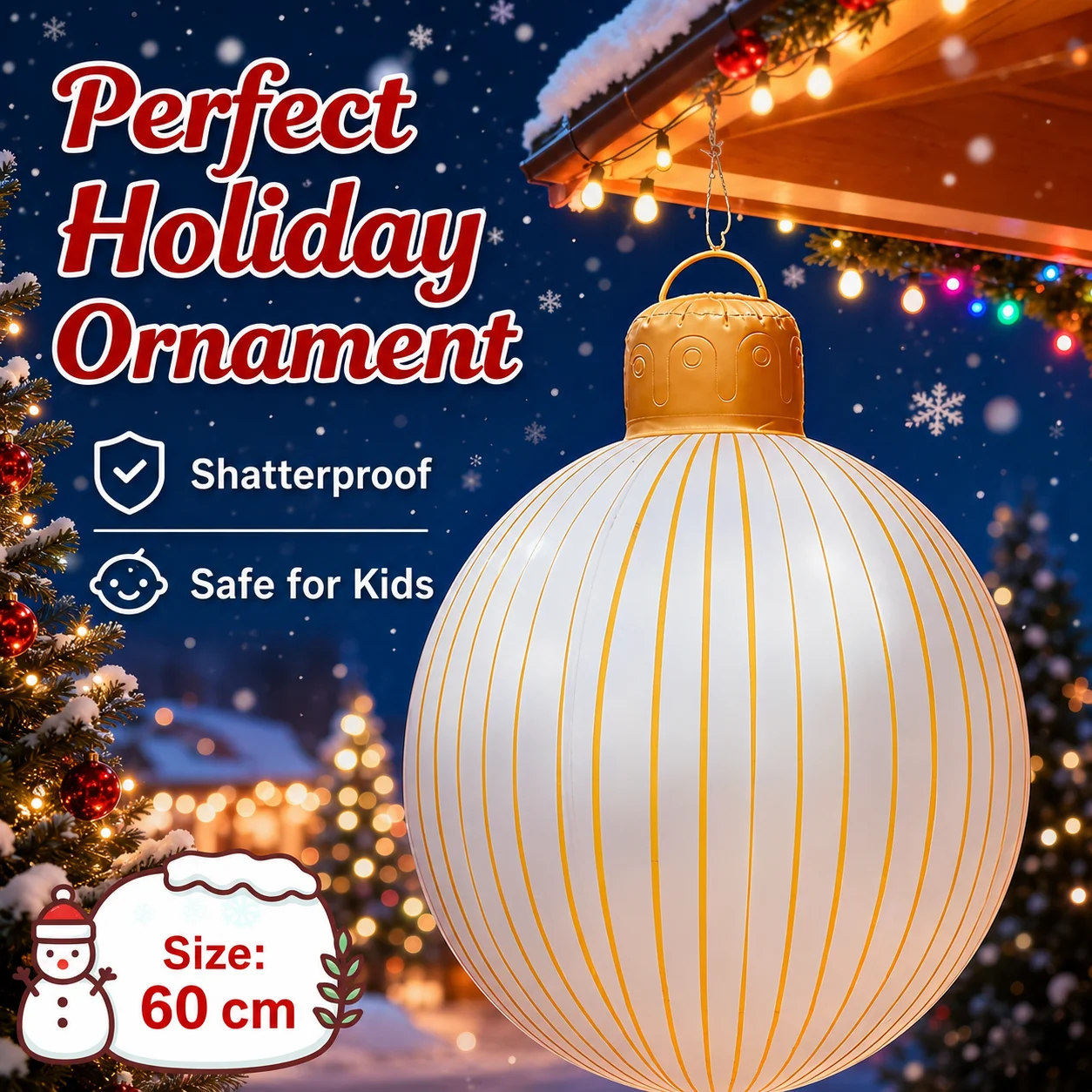 1PC Giant Christmas Ball Inflatable Decoration Colorful PVC Ornament for Outdoor Lawn Porch Window Holiday Display