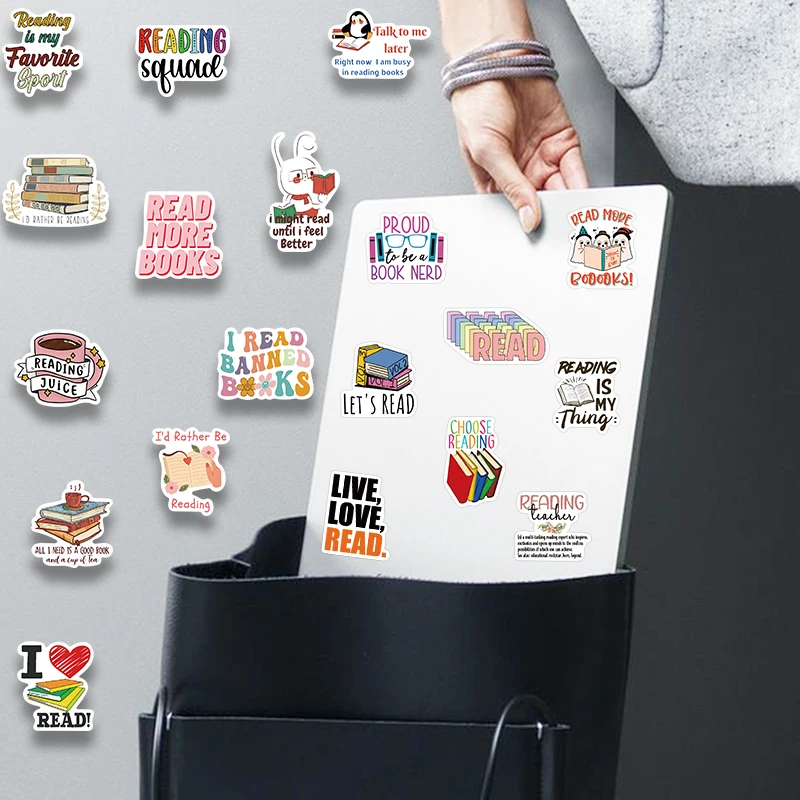 10/50/100pcs/pack Cartoon Book Reading Literary Graffiti Stickers For Scrapbook Laptop Skateboard Luggage Phone Stickers Kid Toy