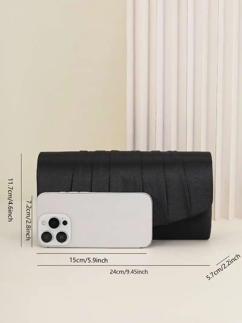Damen-Dinner-Tasche, plissiert, einfarbig, Clutch, Party, Abendessen, Hochzeit, leicht, luxuriös, Umschlag, Abendtasche für Abschlussball, Abendessen/Bankett – Detail 15