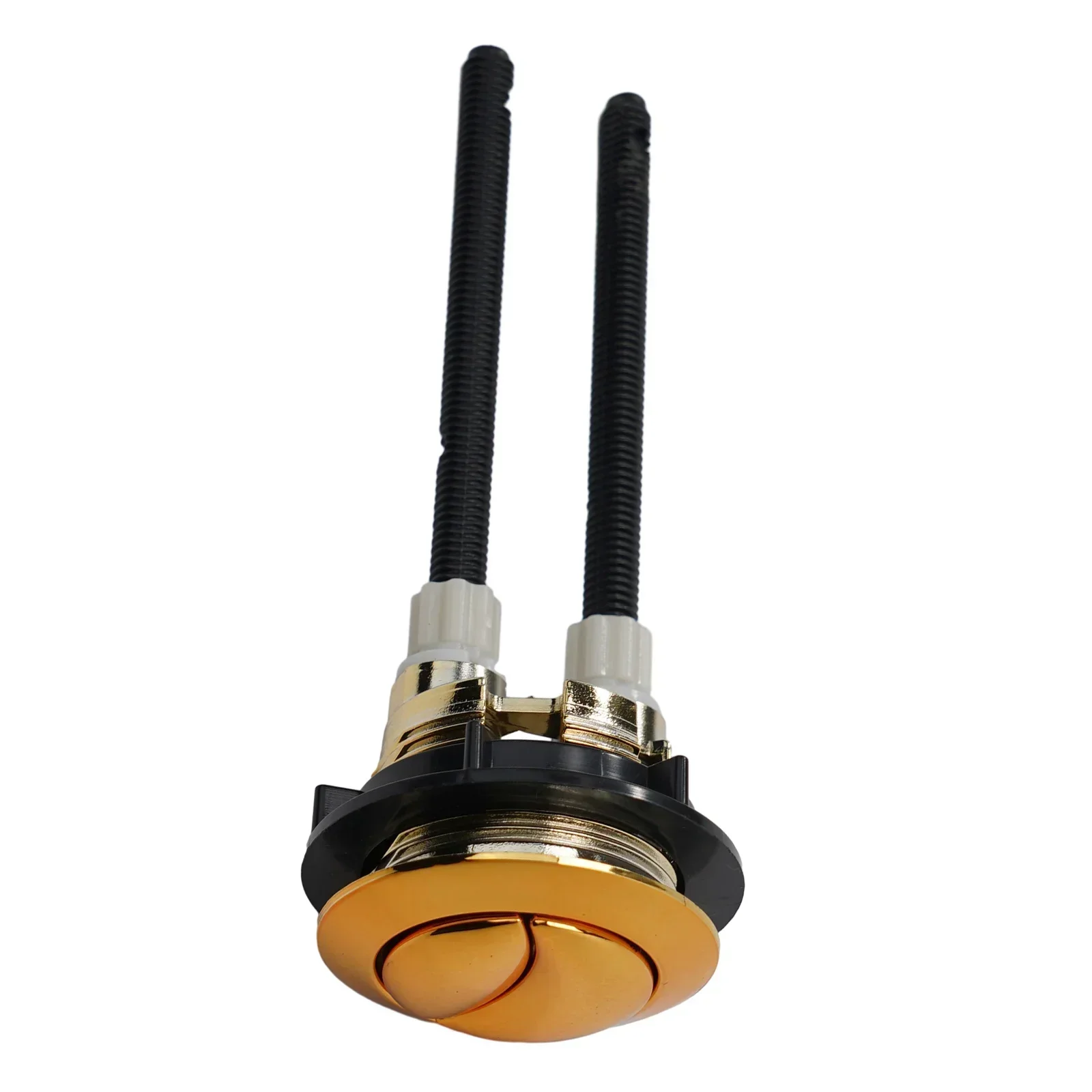 Picture 5: Golden Toilet Button Toilet Water Tank Flush Dual Push Button Double-push Flush Toilet Button Crescent Shape With 2 Rods