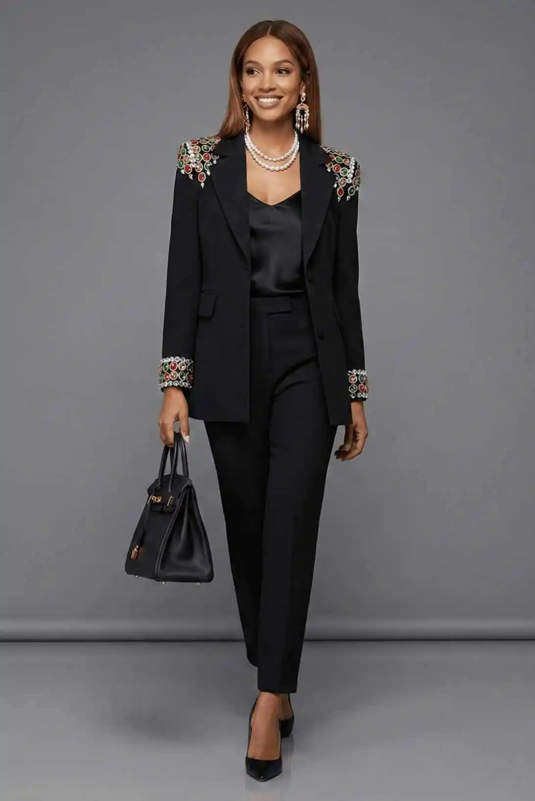 Shiny Diamond Women Suits 2 Pieces Jacket Pants Single Breasted Beads Jacket Formal Occasions Banquet Party Street Customized
