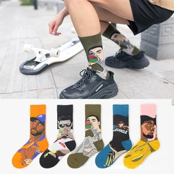 Cartoon anime cotton socks trend medium tube socks breathable jacquard trend socks