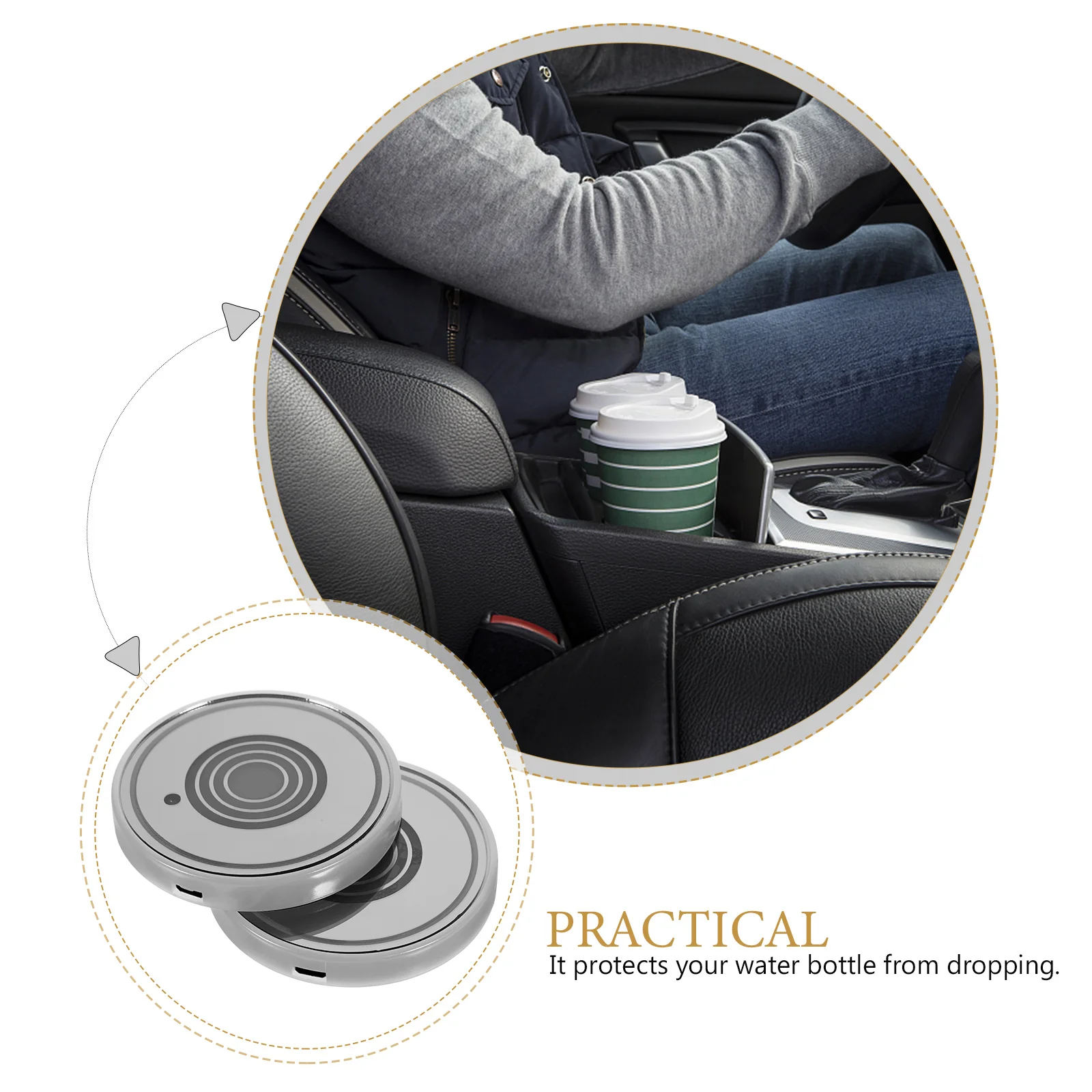 2 Pcs LED Cup Placemats Water Bottle Mat Acrylic Durable Safe Colorful Light Suction Car Table Glass Mats Gifts