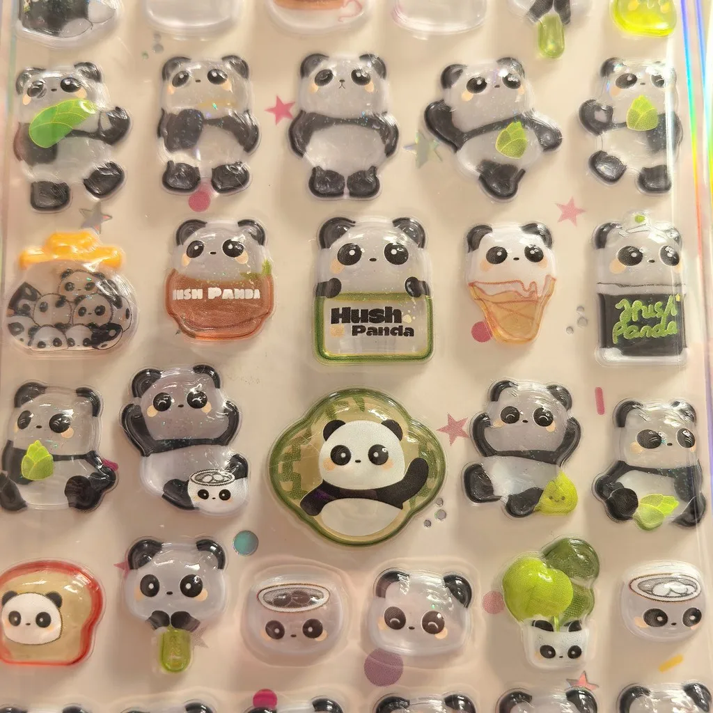 2 Pcs 3D Panda Fun Stickers Set - Cute Transparent Decor Decals for Journals & Phone Cases RecordingYourLife Store